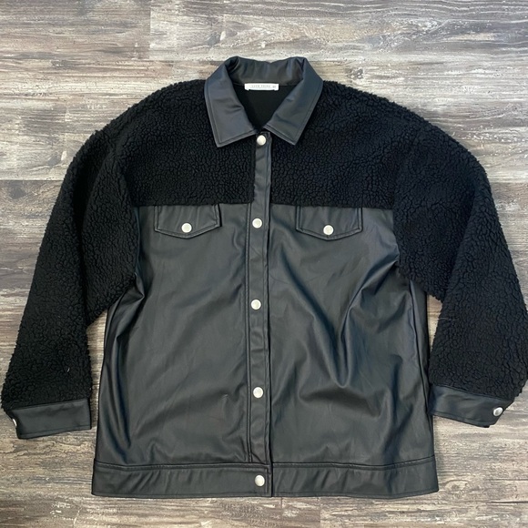 12th Tribe Faux Leather Shacket - Picture 4 of 13